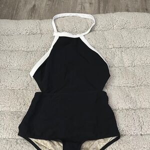Black and White Halter Swimsuit/free-est Heidi Surf One-Piece Free people